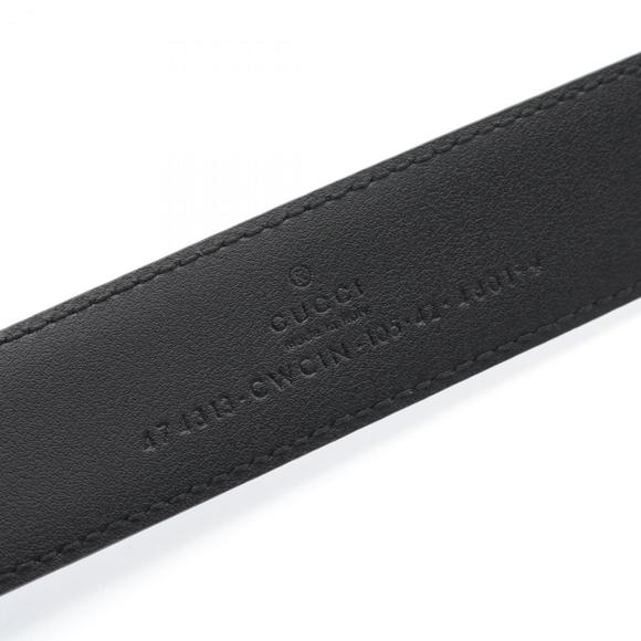 Gucci Men's Square Buckle Belt with GG Pattern, Black Leather, 474313 - Picture 4 of 4